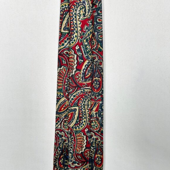 Silk Accents Men’s Neck Tie 4” Maroon Blue Beige Paisley 100% Silk Necktie USA - Picture 6 of 10